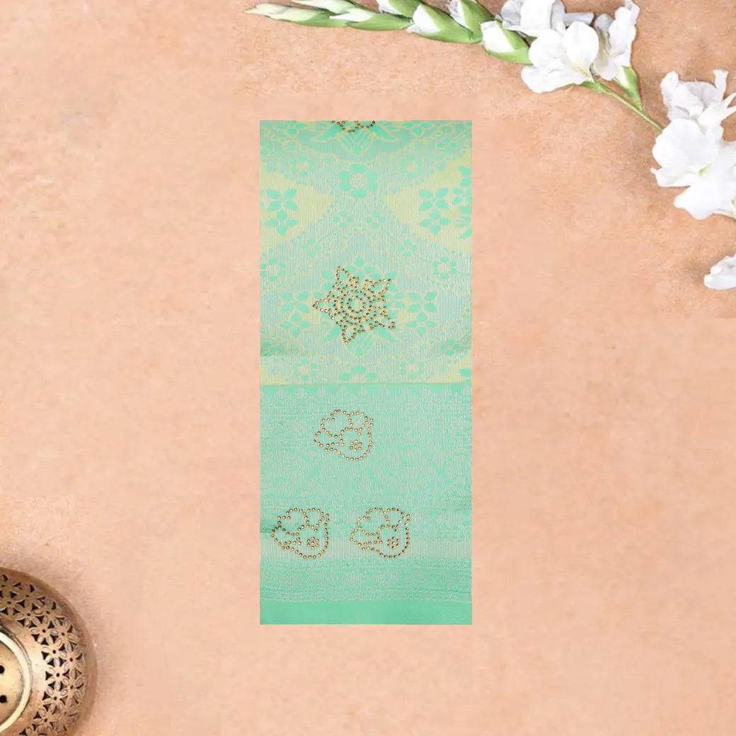 Light Mint Green-yellow Kubera Pattu Saree