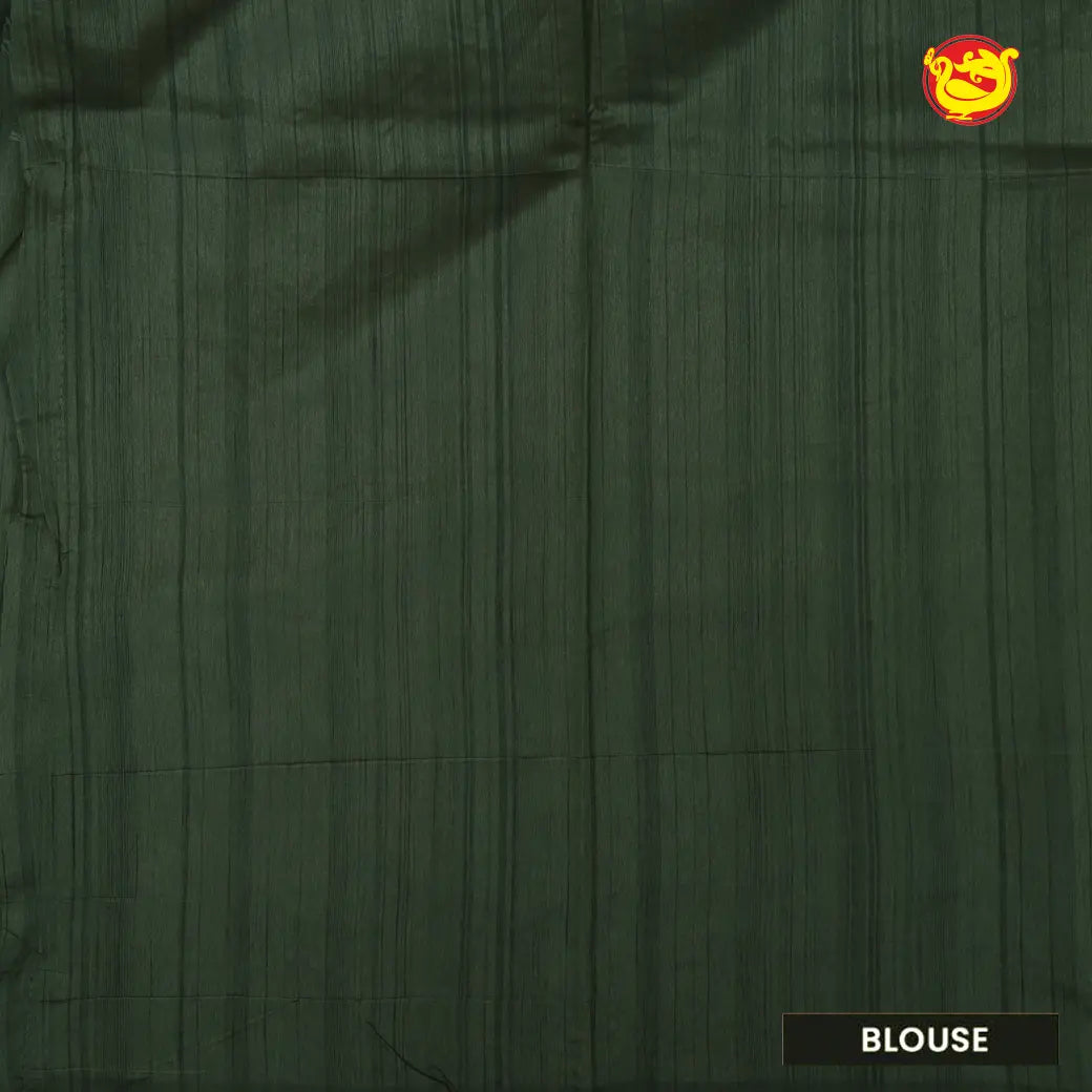 Green Embroidery border Semi Raw Silk Saree