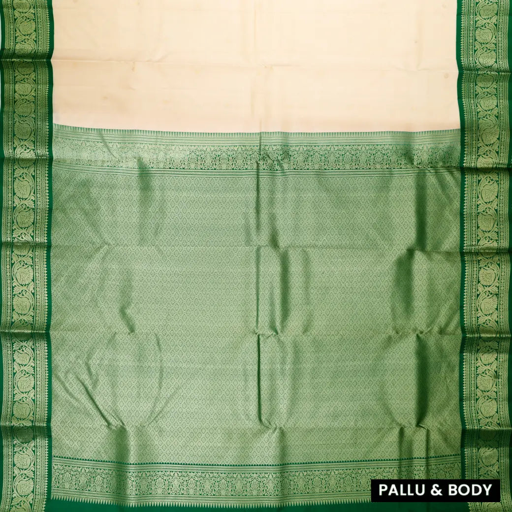Off White with Green hamsam silk saree