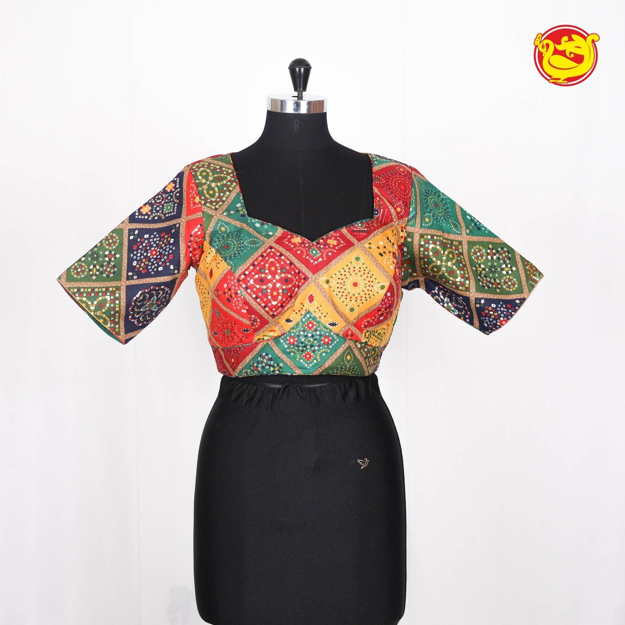 Multicolor Bandhej printed Readymade blouses - Thenianantham