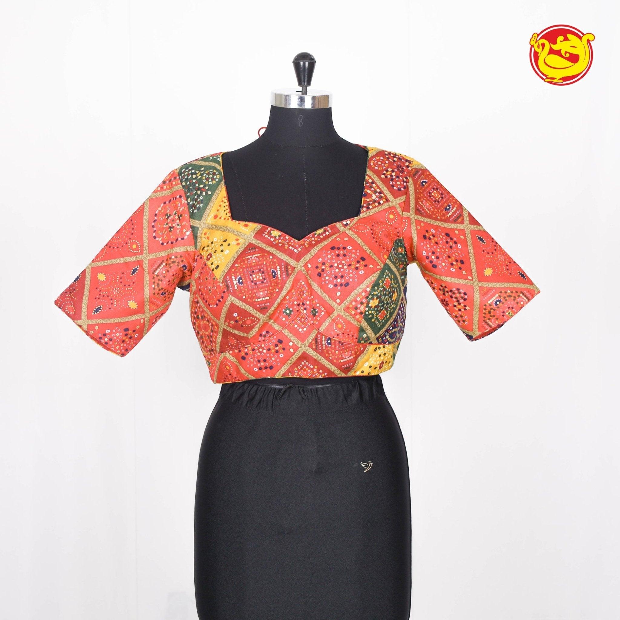 Multicolor Bandhej printed Readymade blouses - Thenianantham