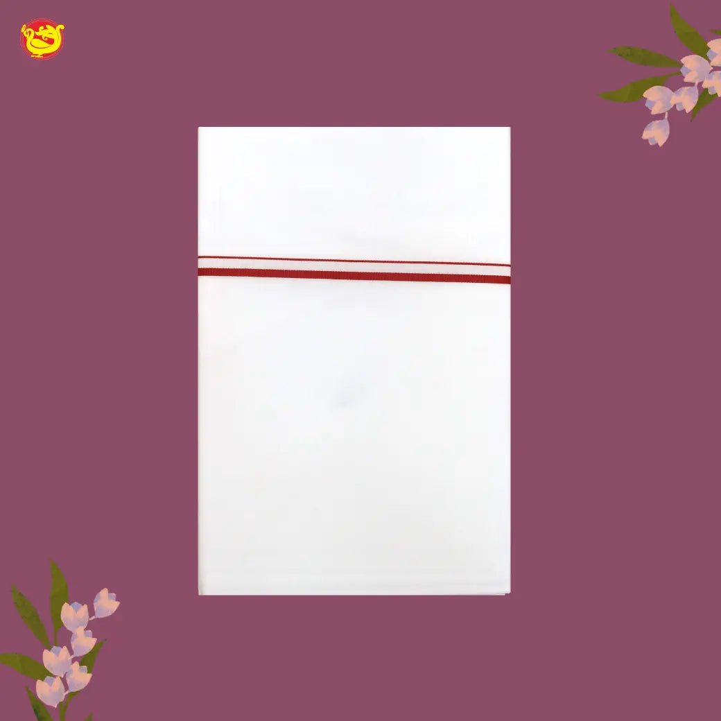 White with Red Border Single Layer Cotton Men’s Dhoti