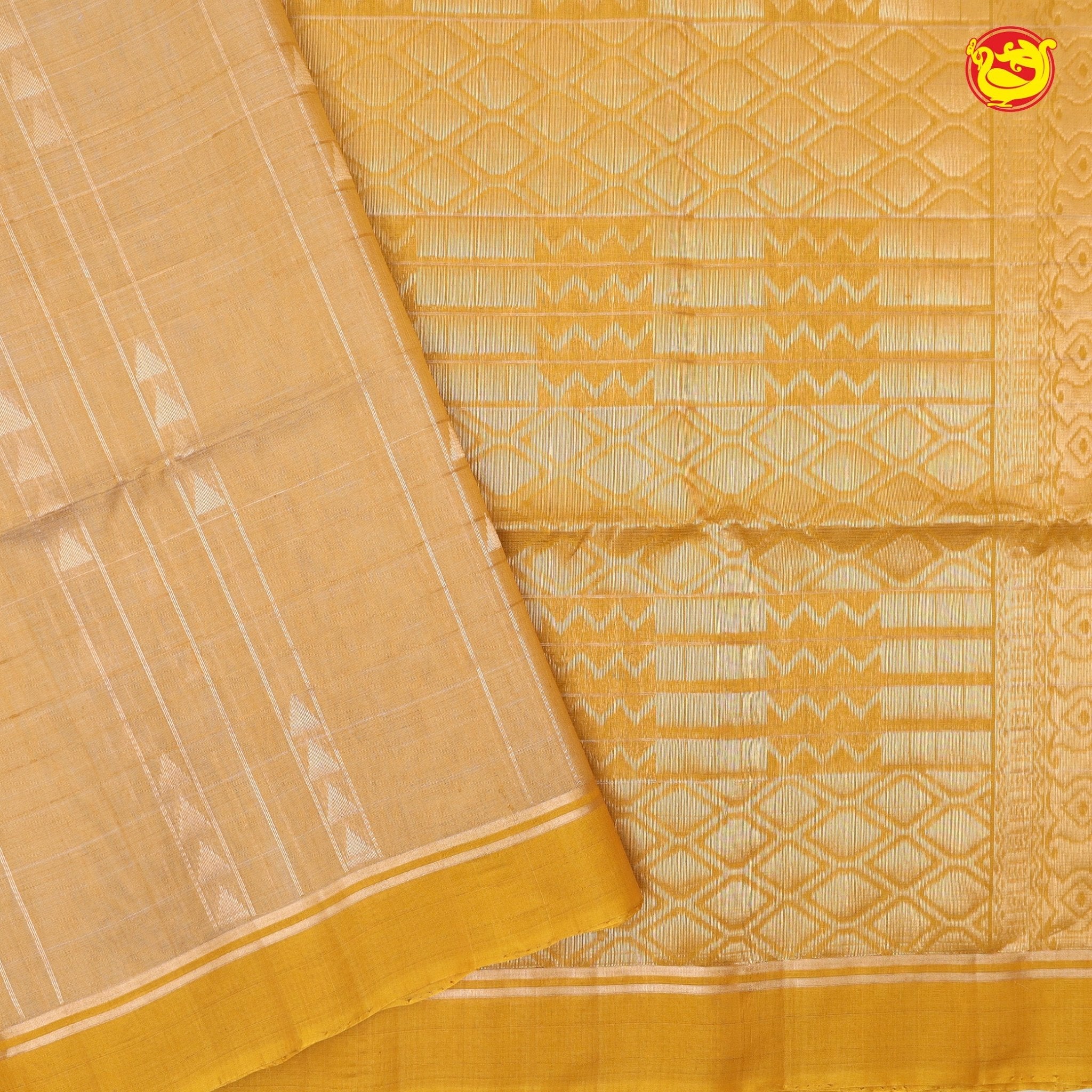 Golden With Yellow Pure Silk Cotton Saree - Thenianantham