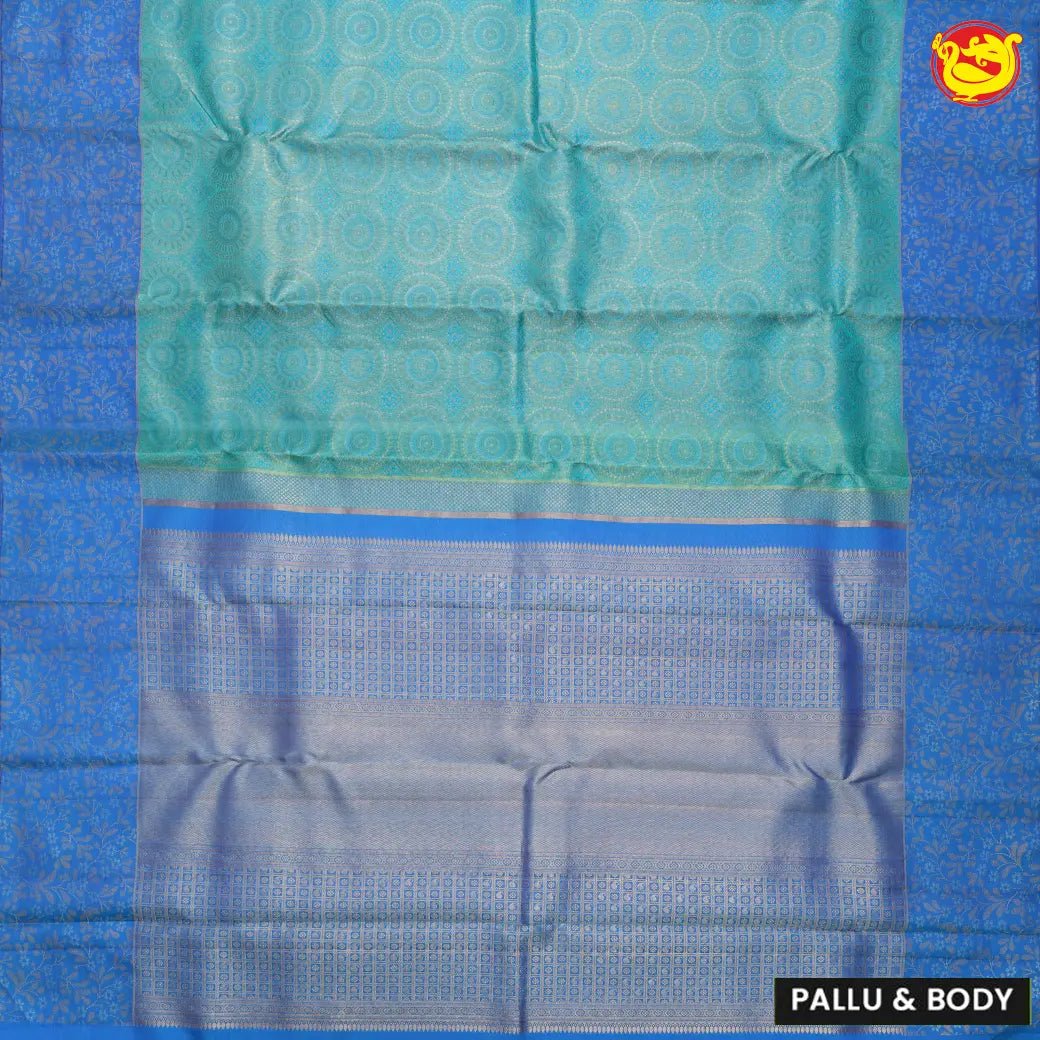 Sea green with blue kanjivaram wedding silk saree - Thenianantham