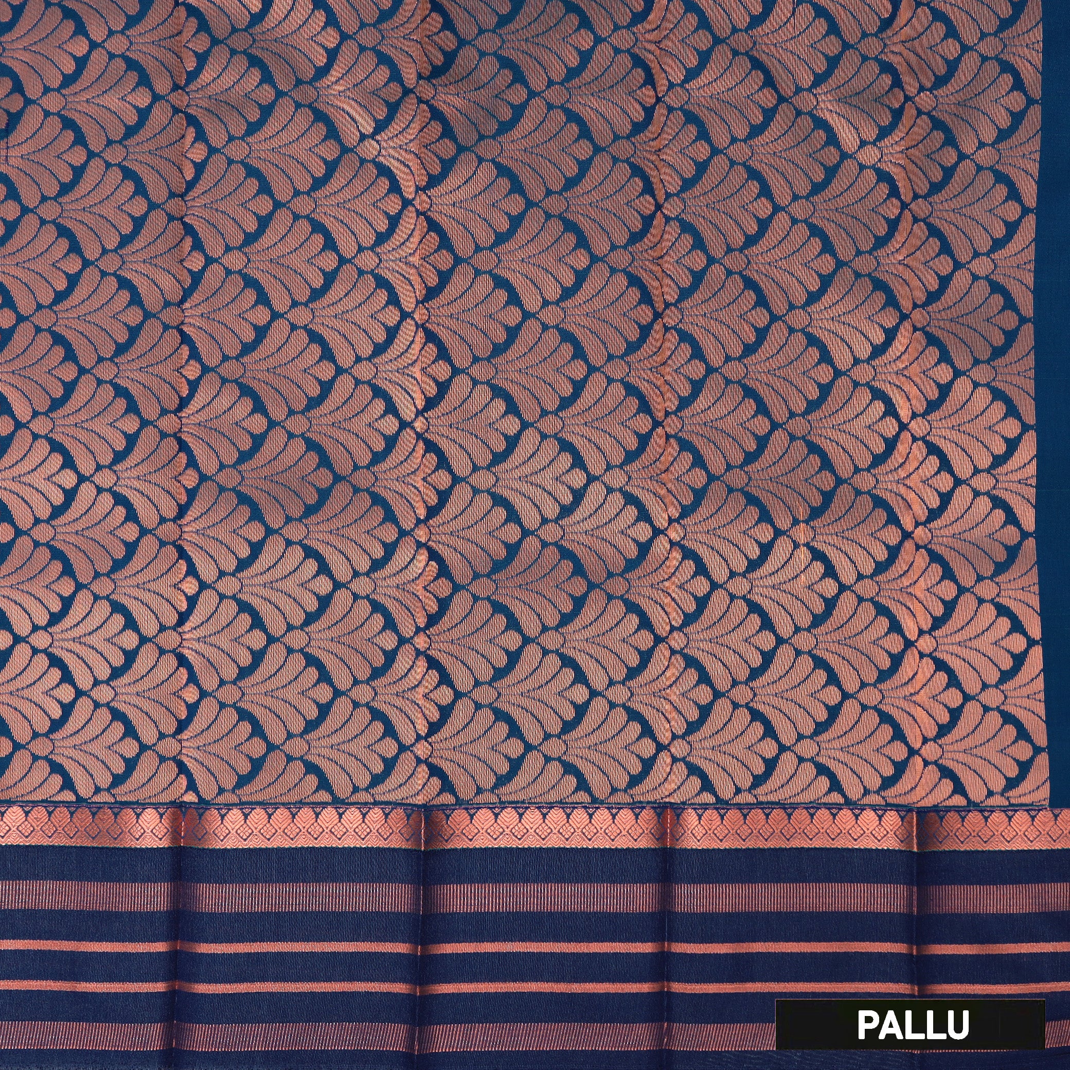 Blue With Navy Blue Silk Cotton Saree
