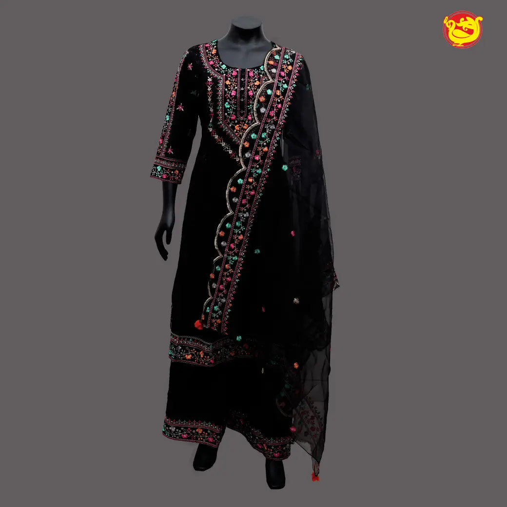 Black Ladies Branded Readymade Anarkali Suit Set