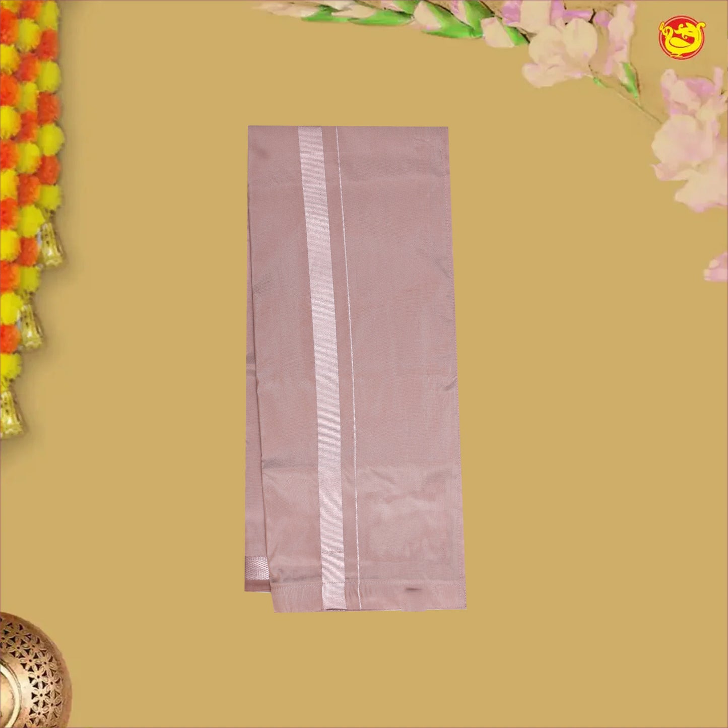Mauve Colour Tissue Boy’s Readymade Shirt And Dhoti Set