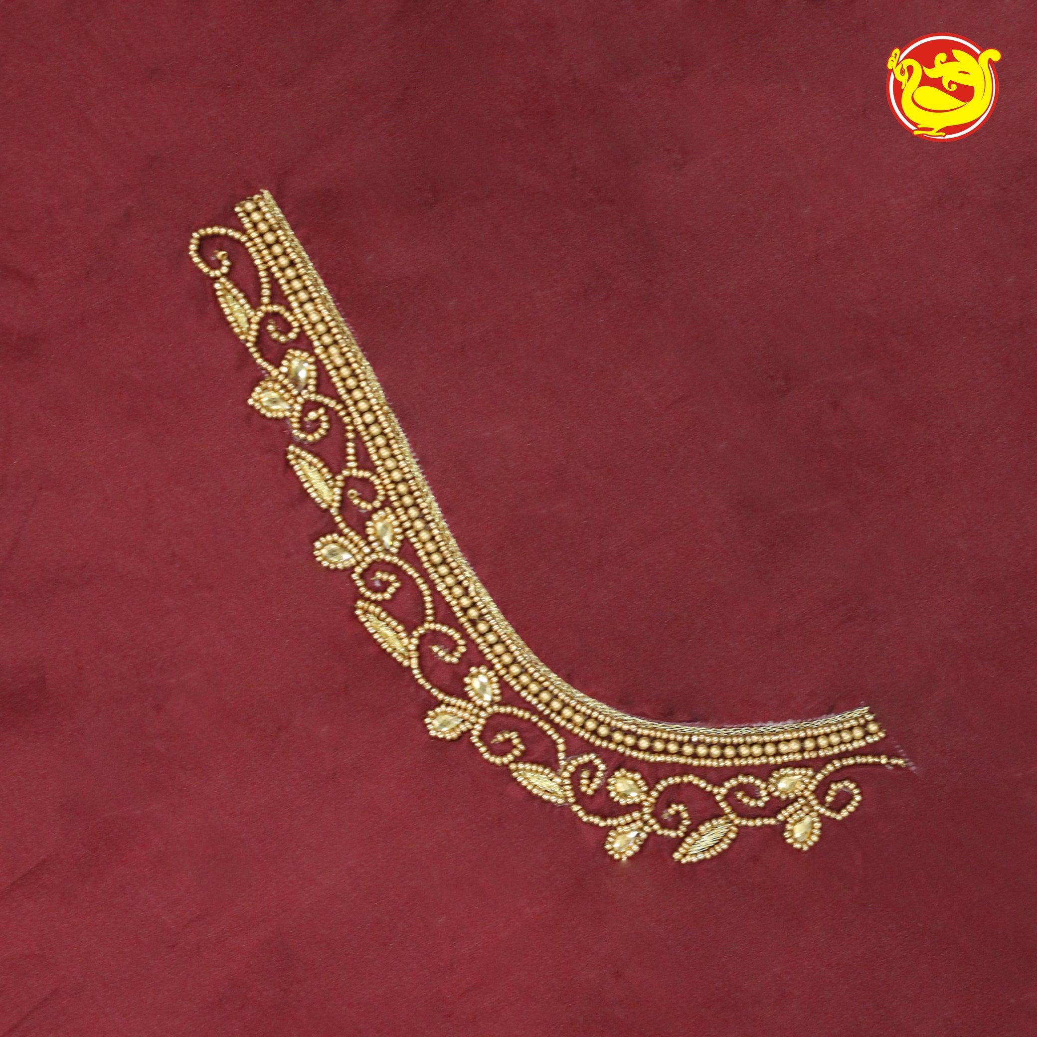 Maroon Bridal Aariwork Blouse