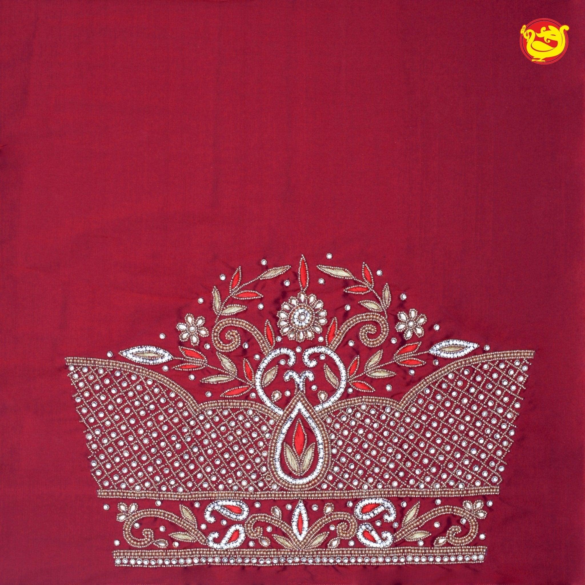 Maroon Bridal Aariwork Blouse - Thenianantham