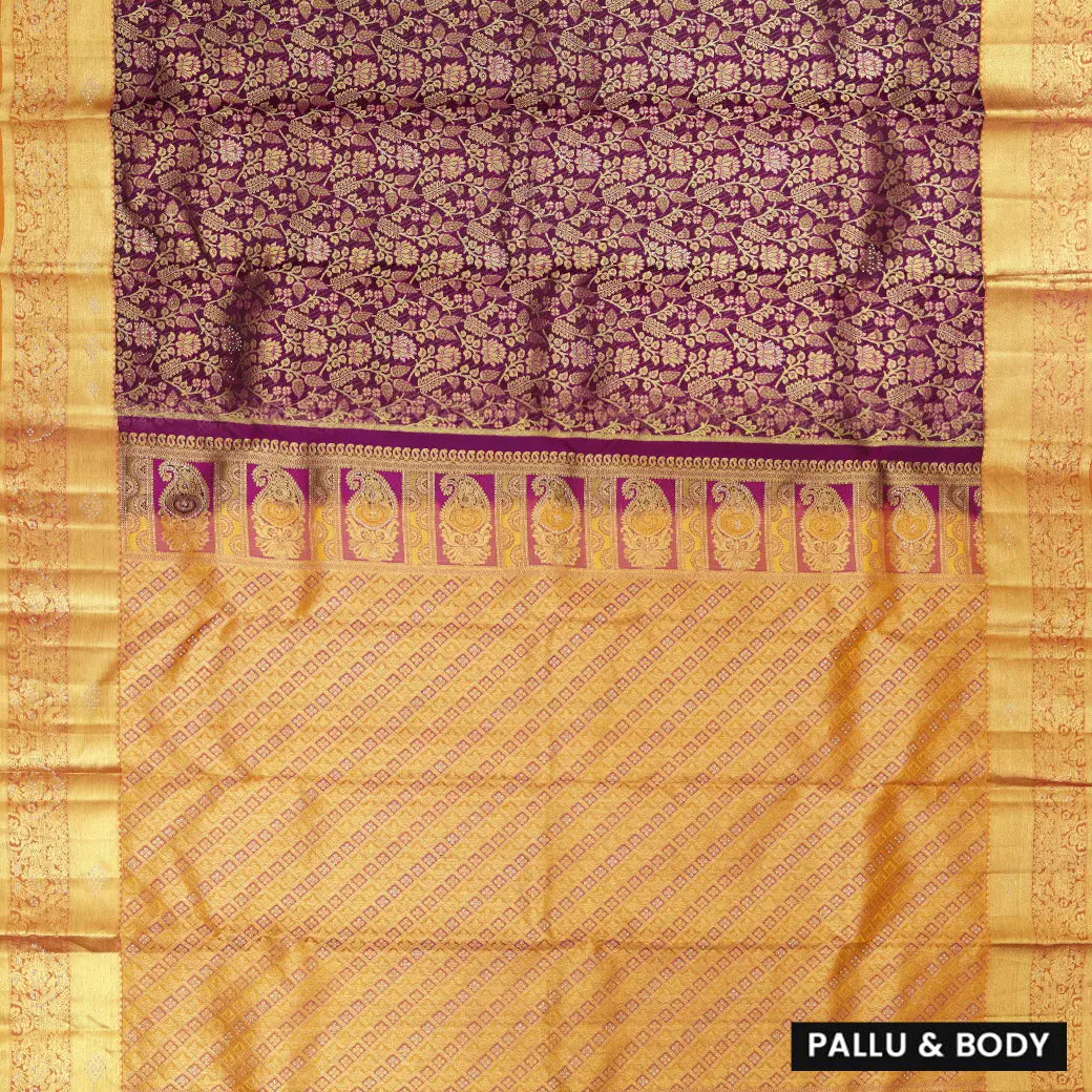 PURPLE colour pure Kanchipuram silk saree