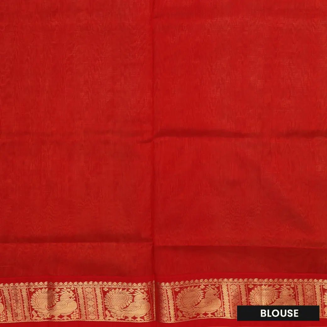 Yellow with Red Arani Silk Cotton Saree - Thenianantham