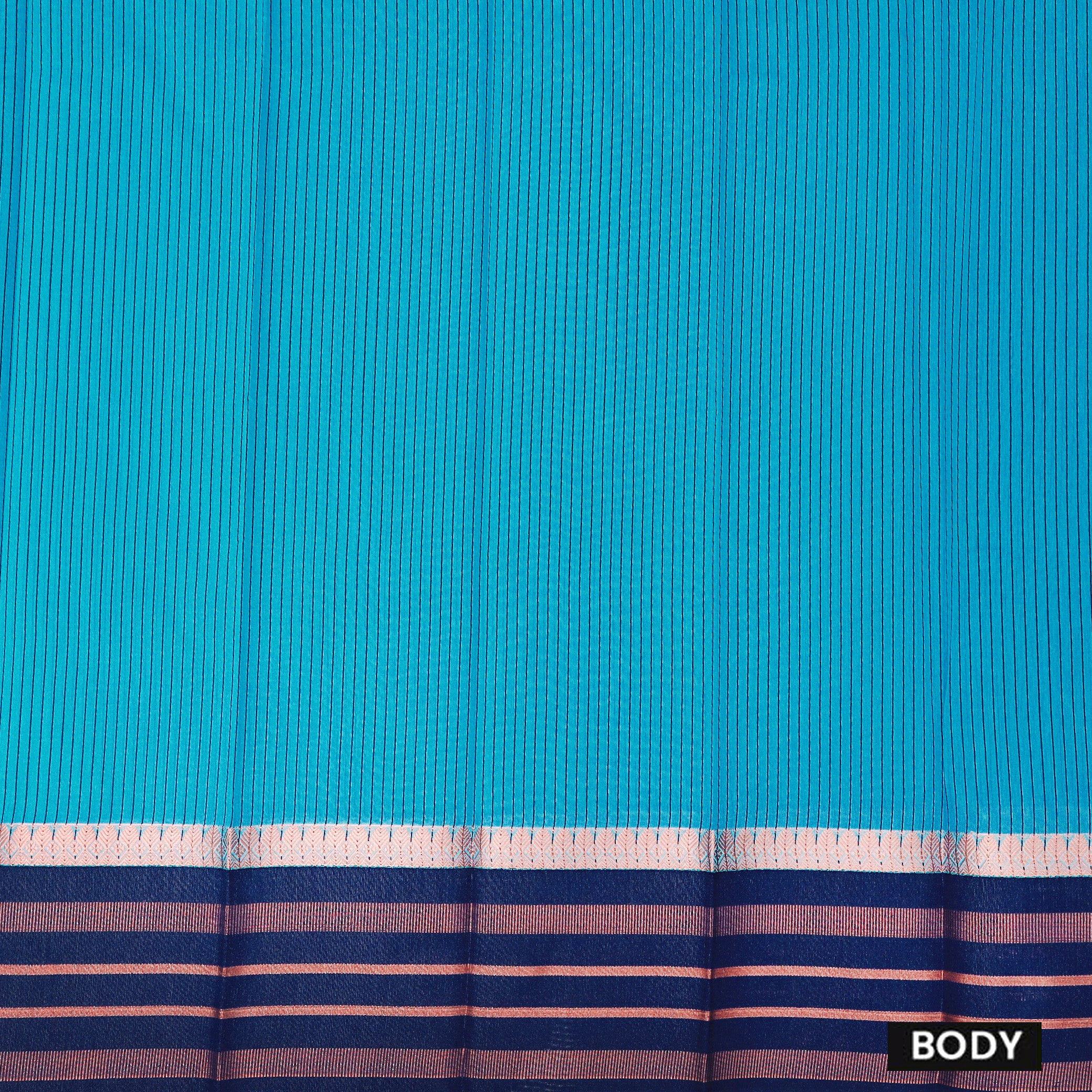 Blue With Navy Blue Silk Cotton Saree
