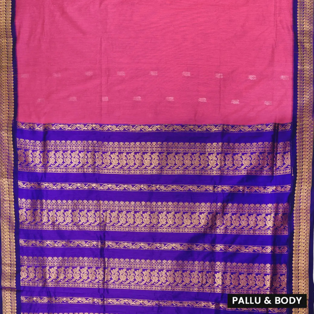Pink With Blue Premium Quality Kalyani Cotton Saree