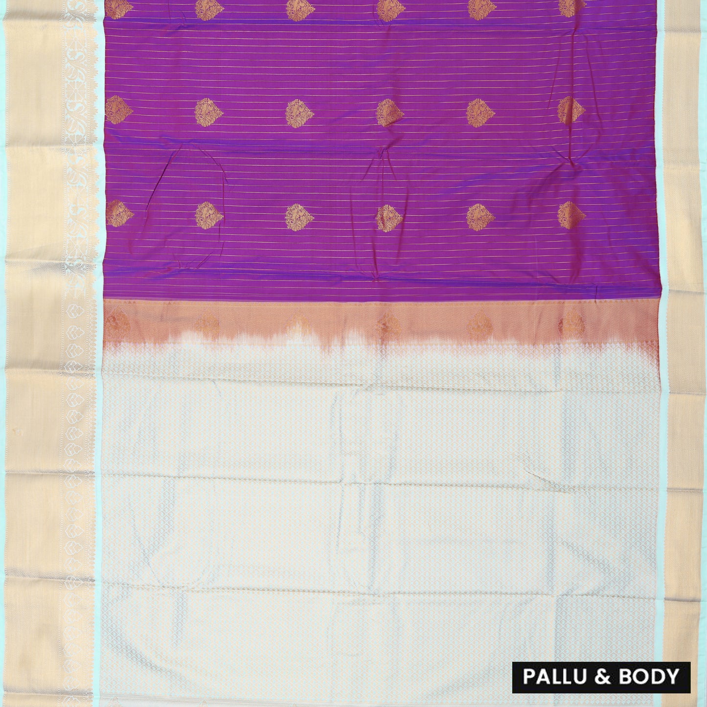 Deep Purple With Light Blue vaira Oosi silk saree