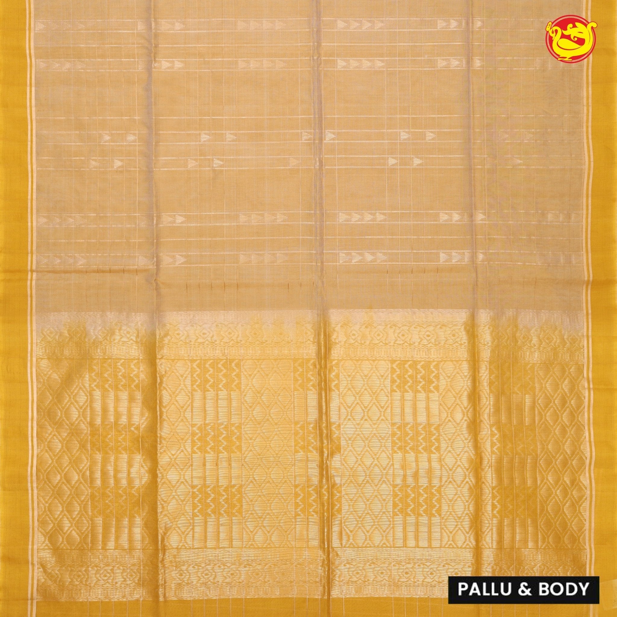 Golden With Yellow Pure Silk Cotton Saree - Thenianantham