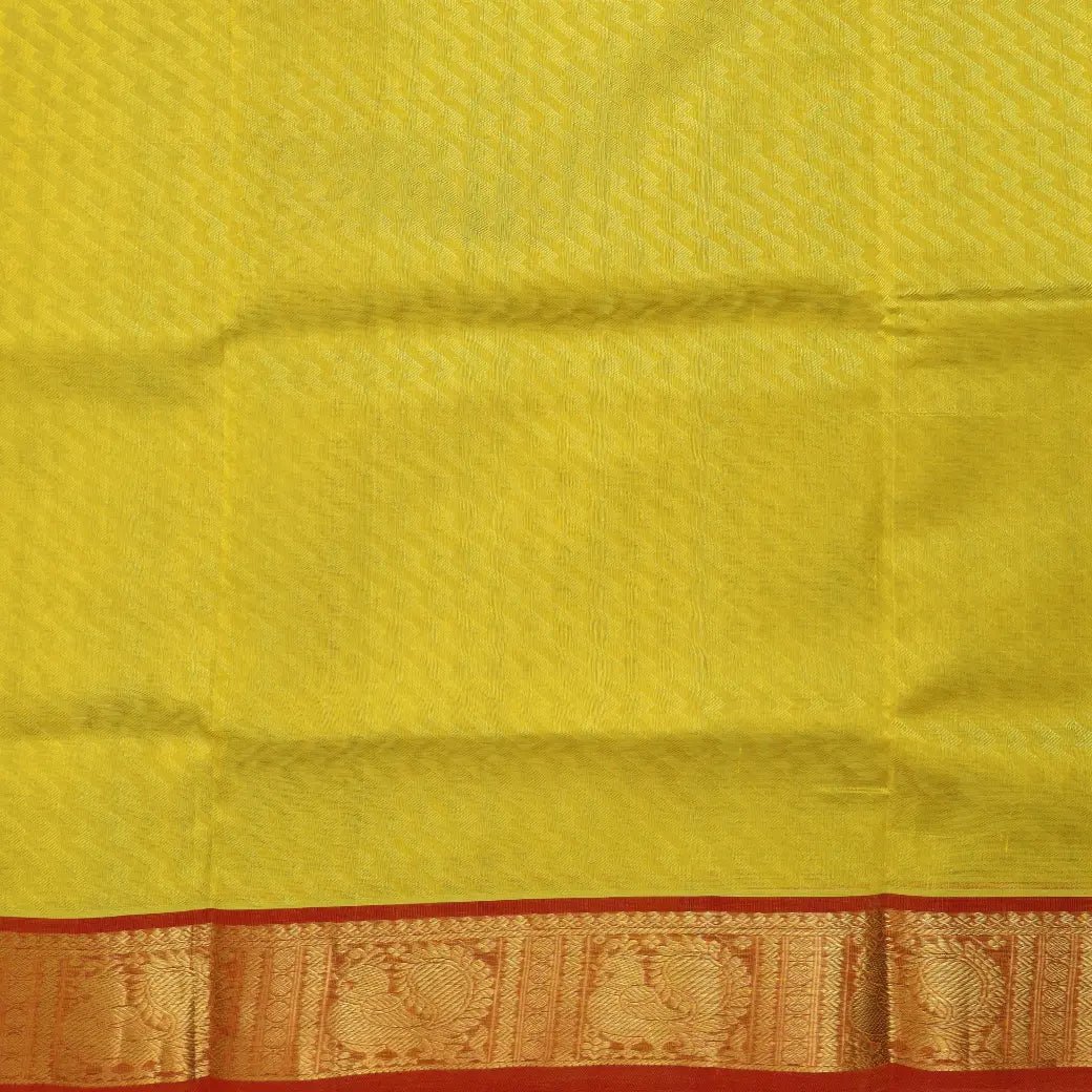 Yellow with Red Arani Silk Cotton Saree - Thenianantham