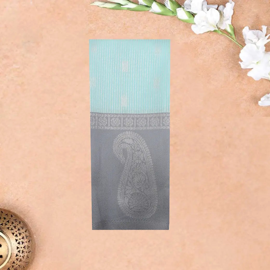 Ice blue with Gray Kubera Tissue Silk Saree