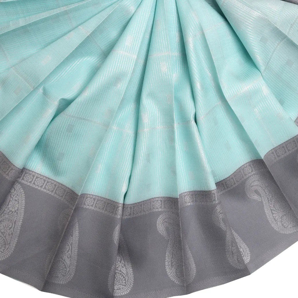 Ice blue with Gray Kubera Tissue Silk Saree