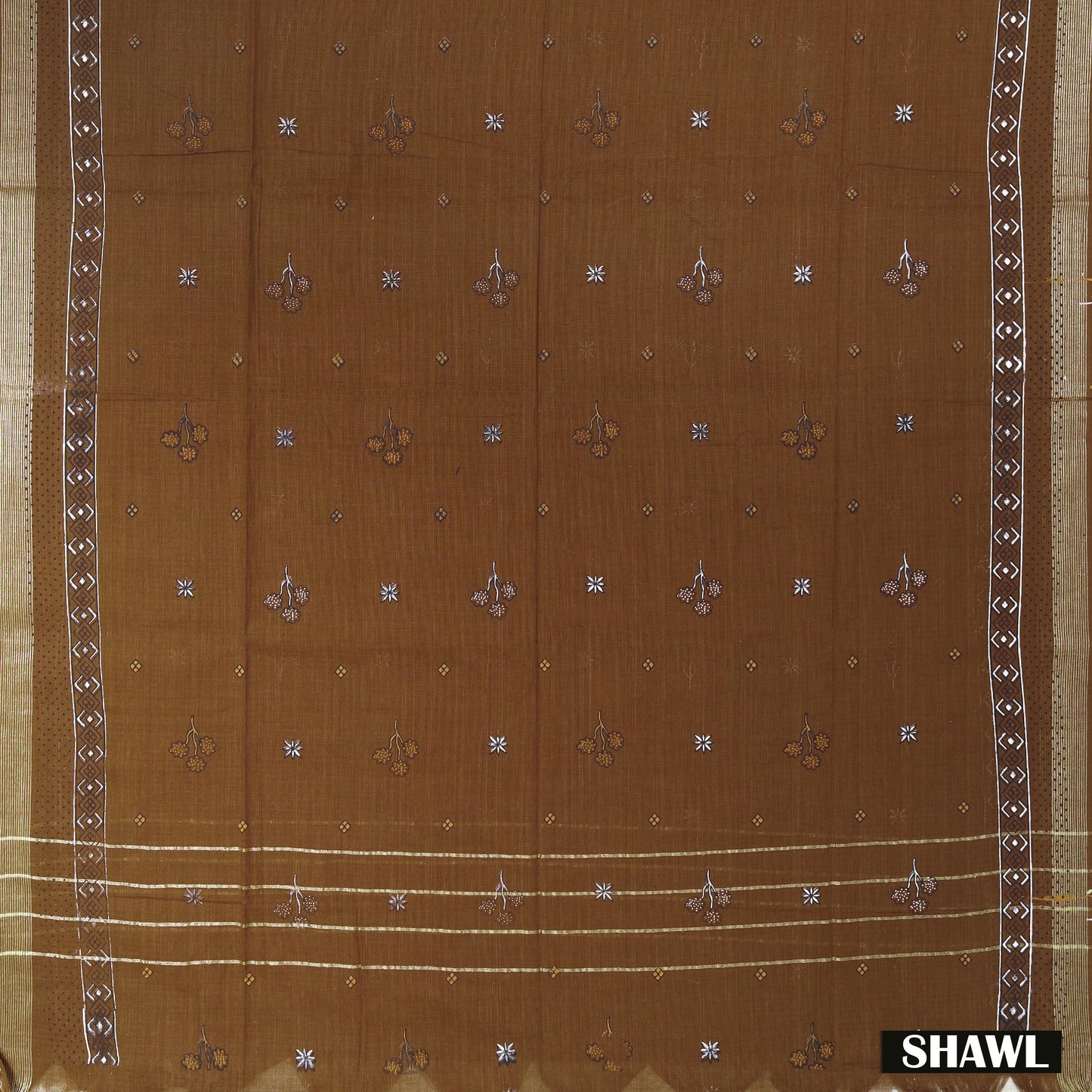 Light Orange With Brown Cotton Ladies Chudithar Material