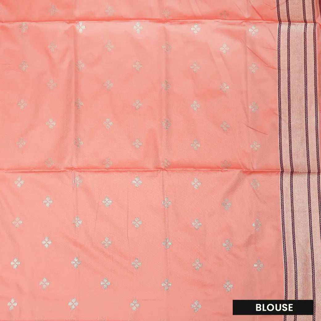 Deep Maroon with Peach Soft Silk Saree