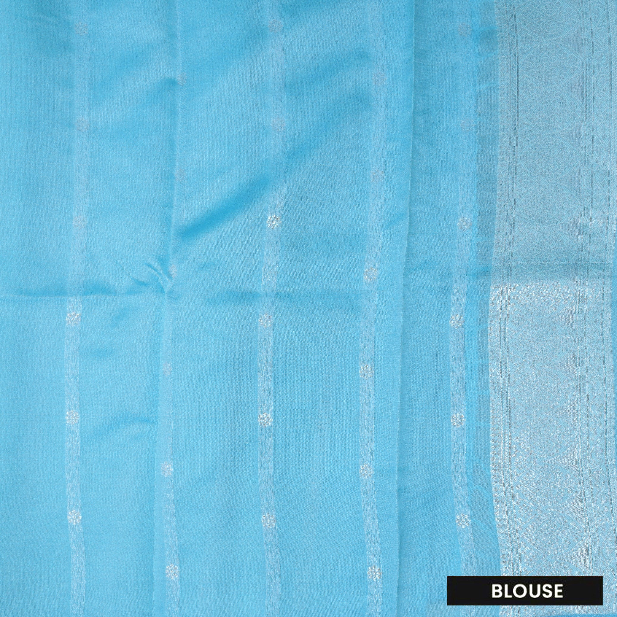 Lime Green with Sky Blue Semi Litchi Silk Saree