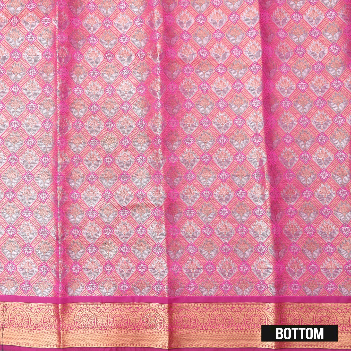 Pink and Golden Art Pattu Pavadai Material