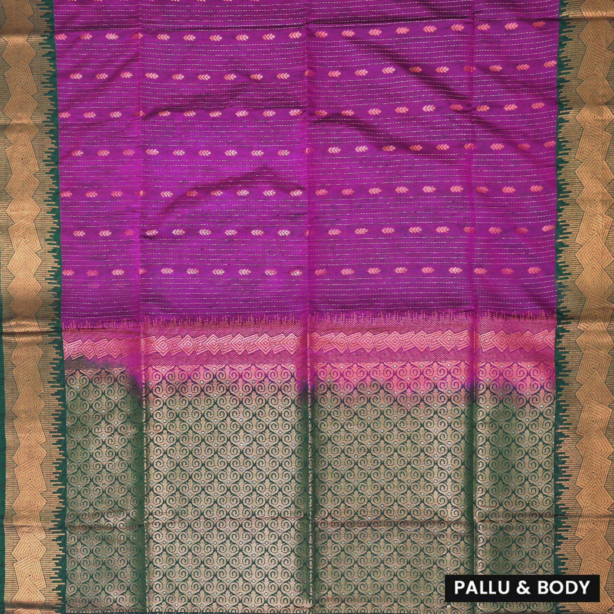 Purple with Green Soft Silk Saree