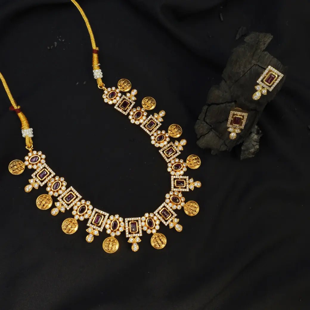 Lord ram coin necklace with earrings set - Thenianantham