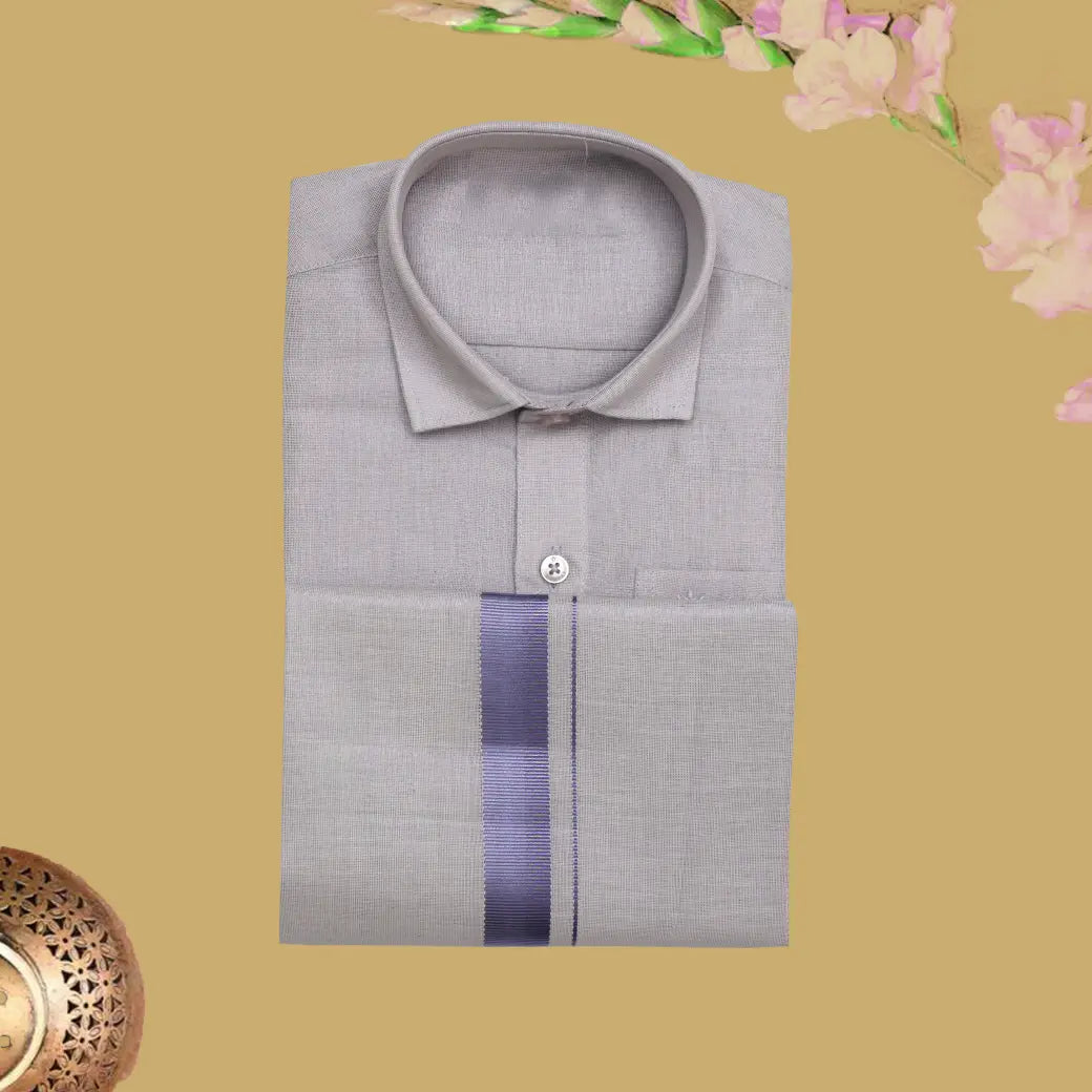 Lavender Tissue with Boy’s Readymade Shirt And Dhoti Set