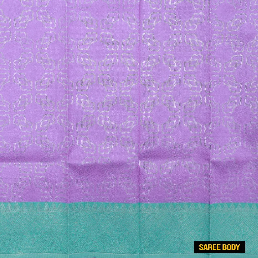Lavender with Light Turquoise Green Kubera Silk Saree