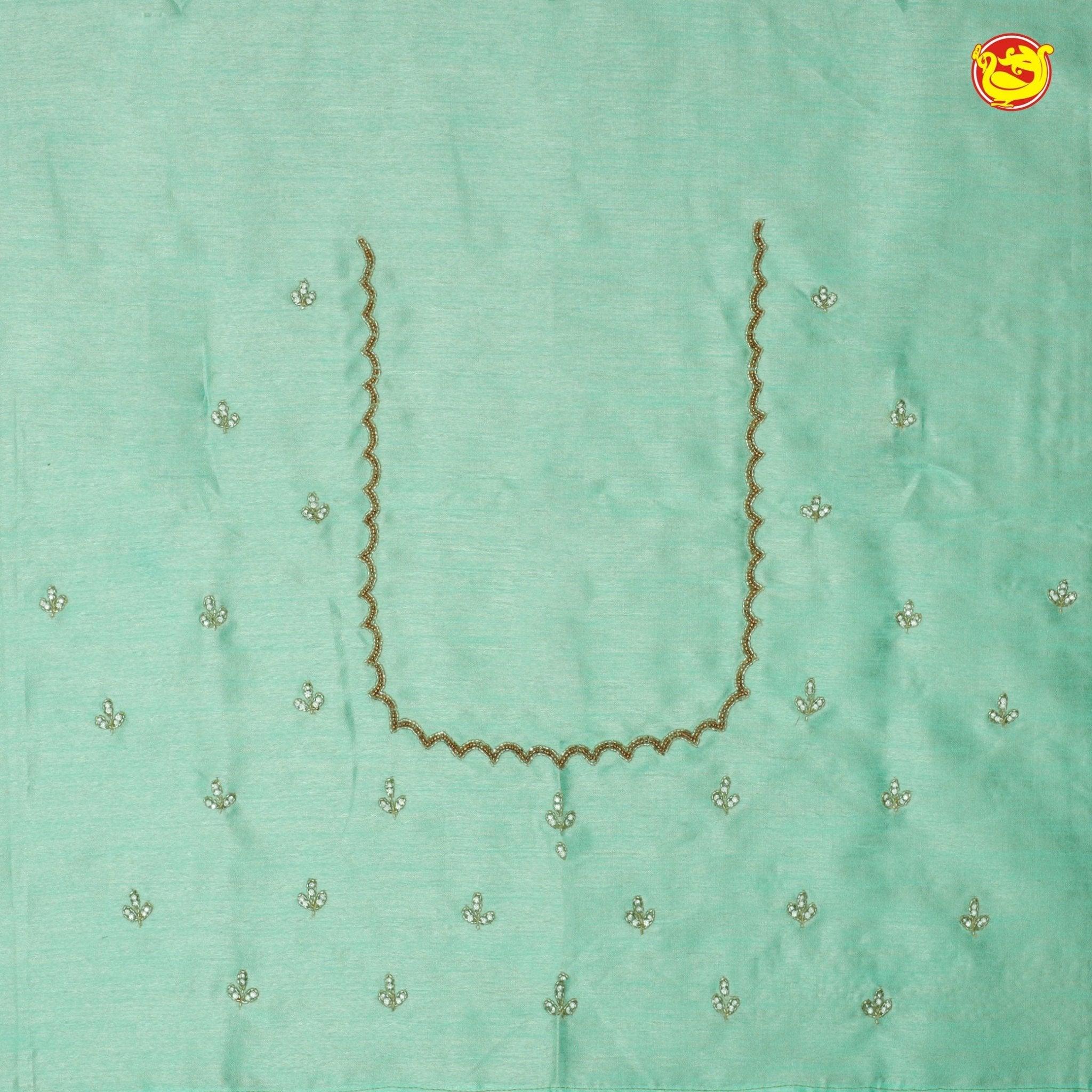 Pista Green Bridal Aariwork Blouse - Thenianantham