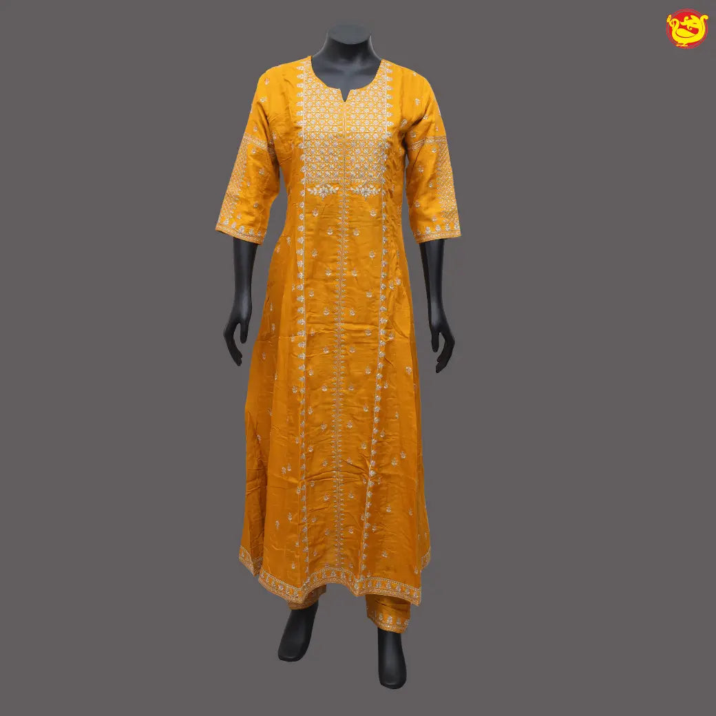 Yellow Ladies Branded Readymade Anarkali Suit Set