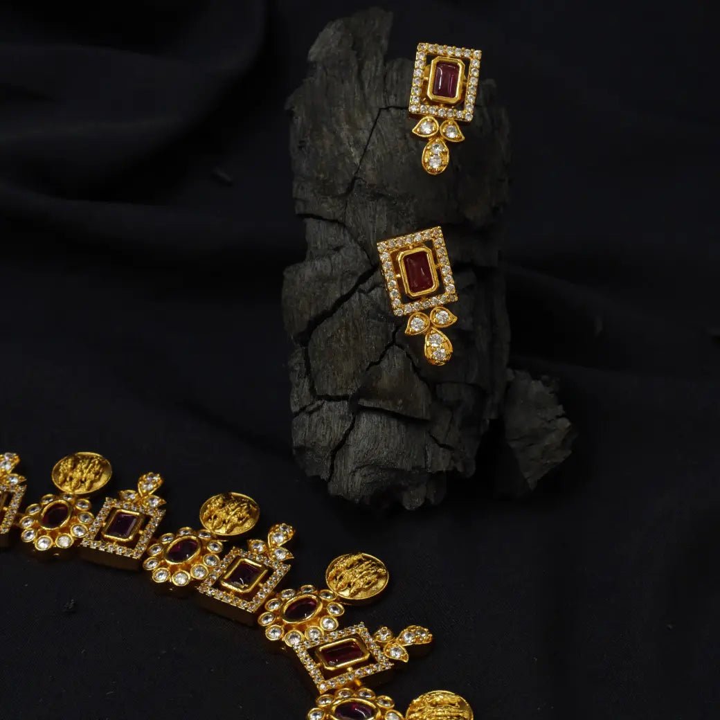 Lord ram coin necklace with earrings set - Thenianantham