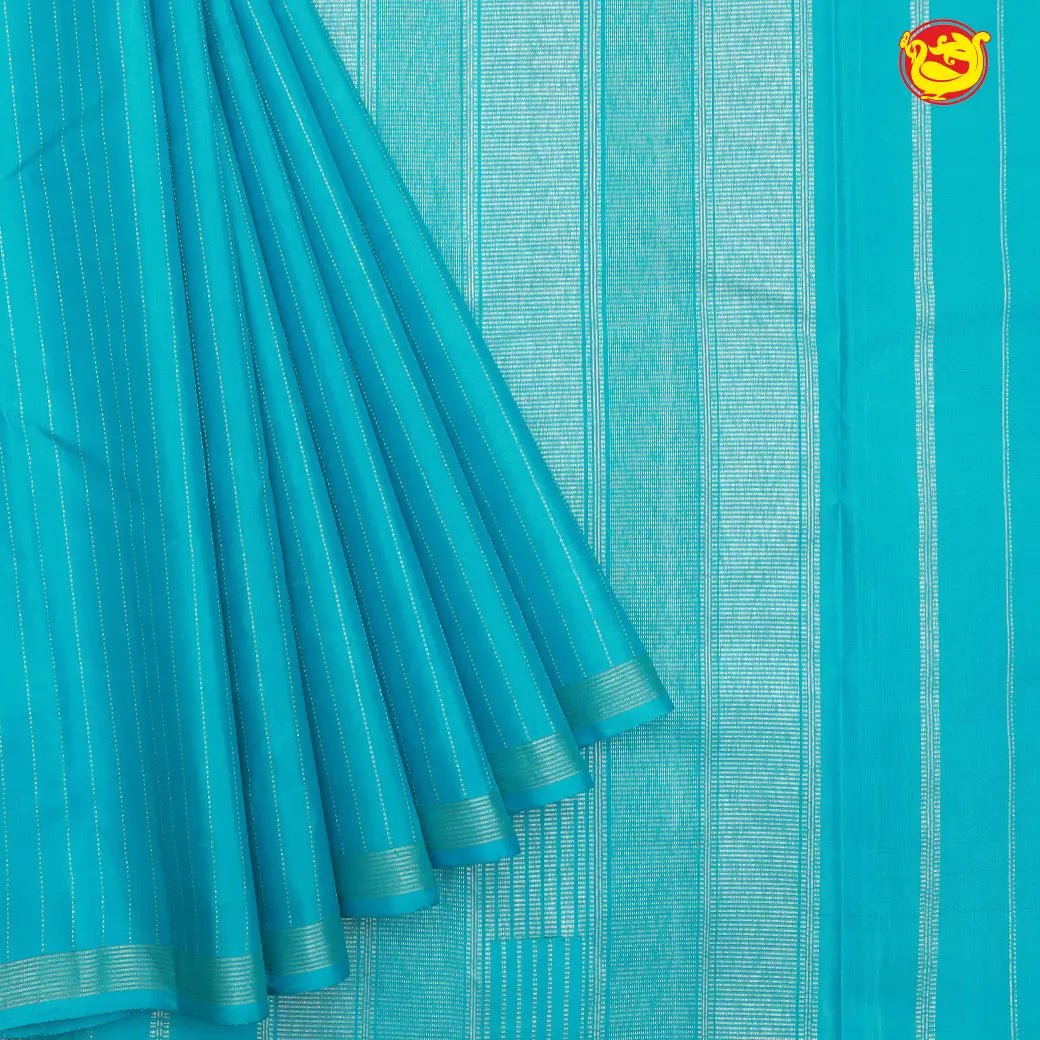 Light blue and dark blue half and half pure kanjivaram silk saree - Thenianantham
