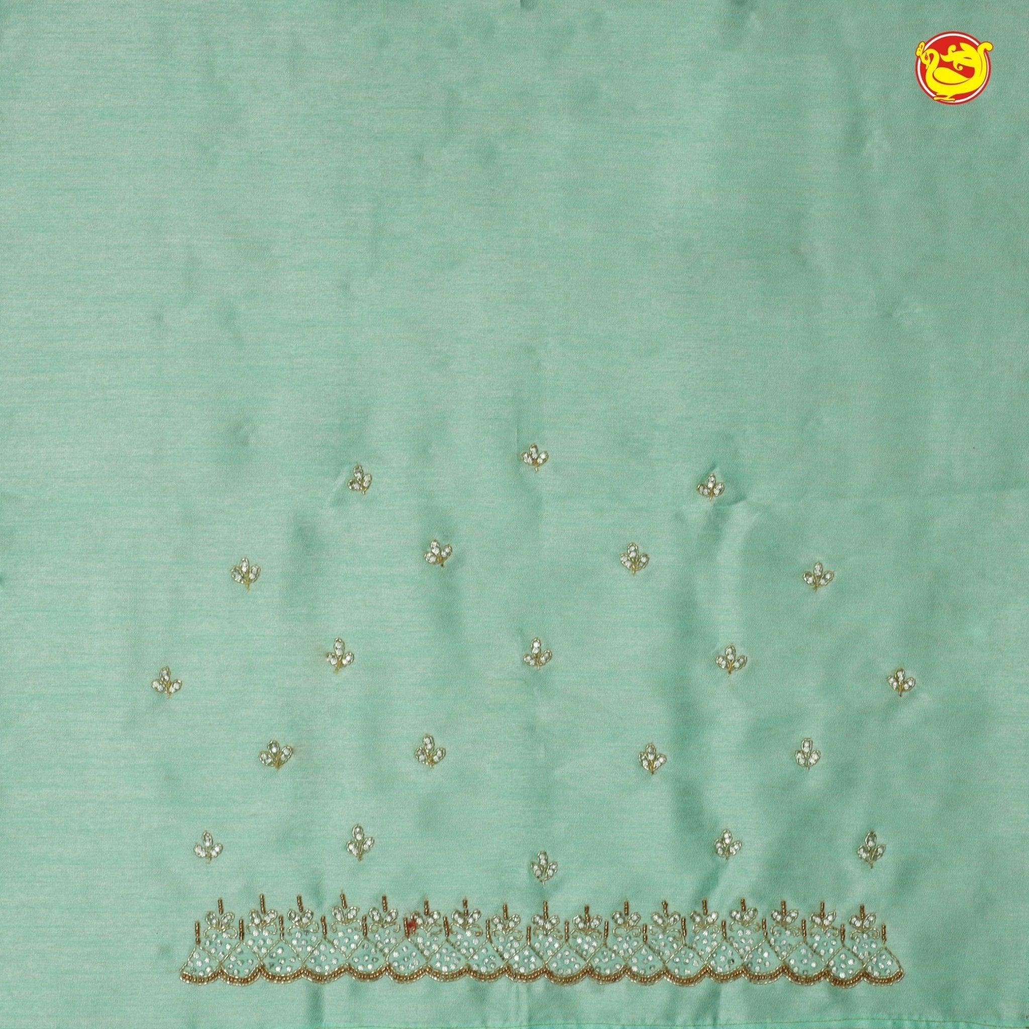 Pista Green Bridal Aariwork Blouse - Thenianantham