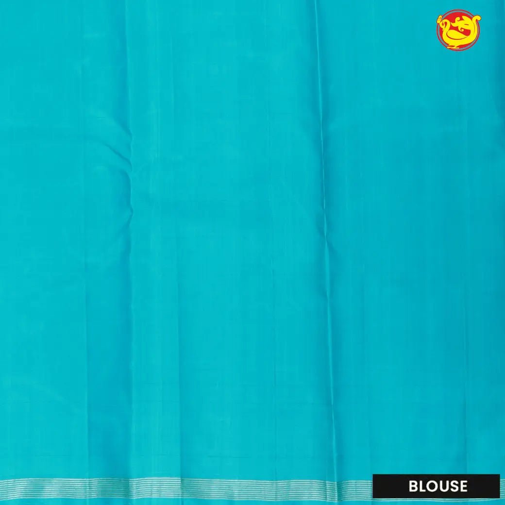 Light blue and dark blue half and half pure kanjivaram silk saree - Thenianantham