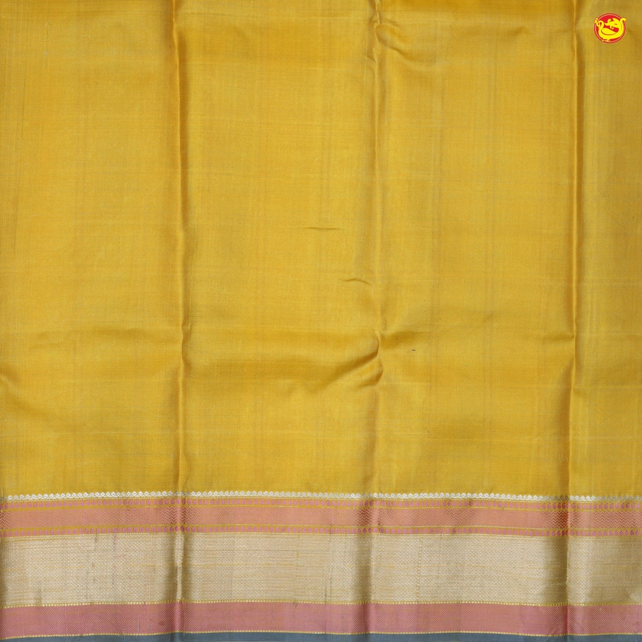 Mild yellow pure Arani silk saree with checks - Thenianantham