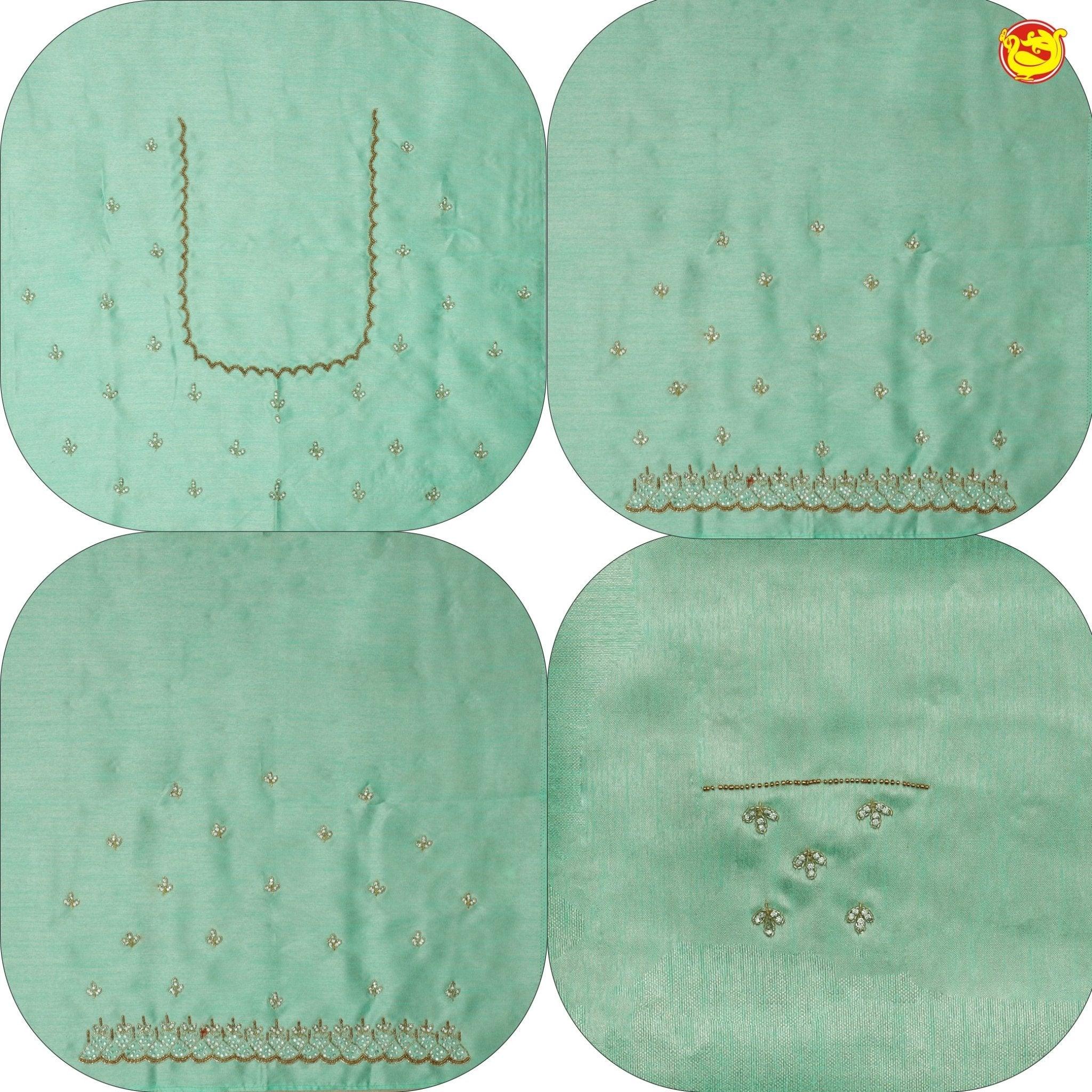 Pista Green Bridal Aariwork Blouse - Thenianantham