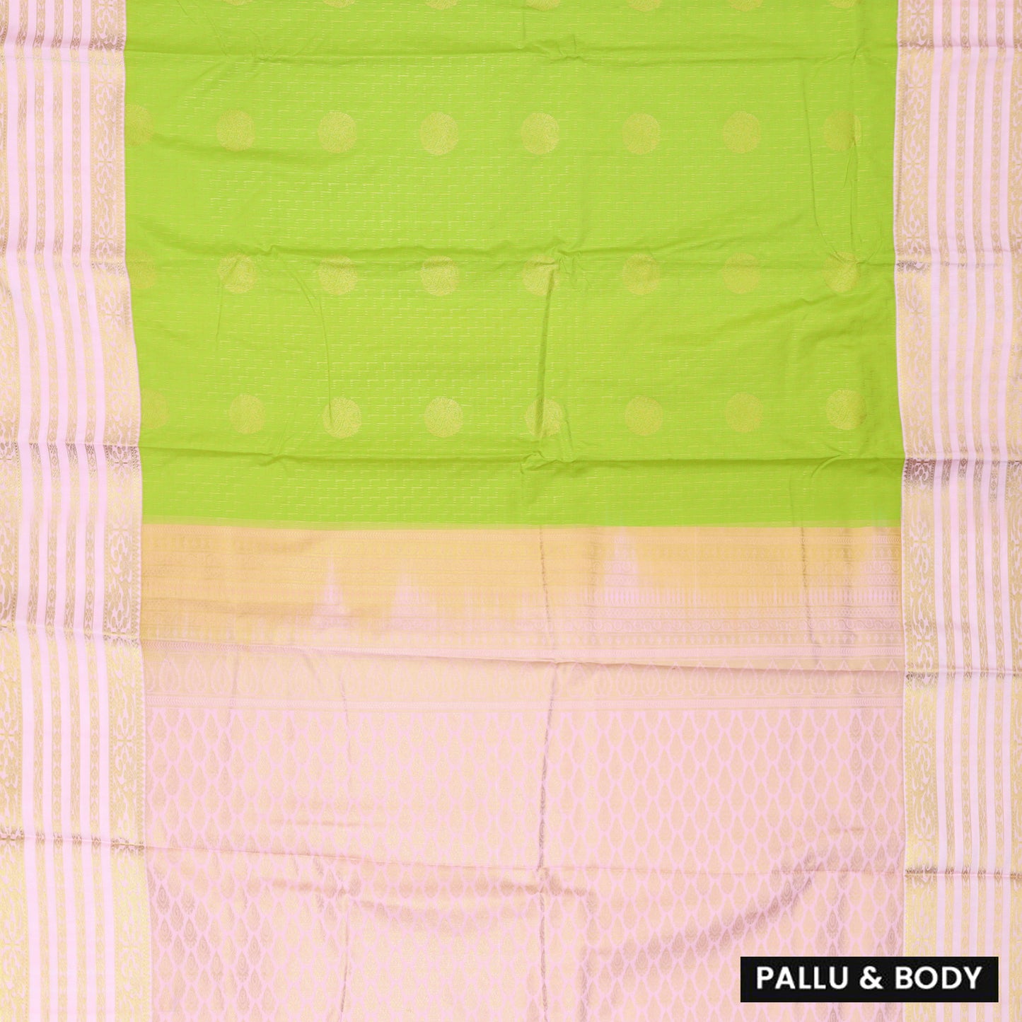 Lime green With Light Pink Vaira Oosi Silk Saree