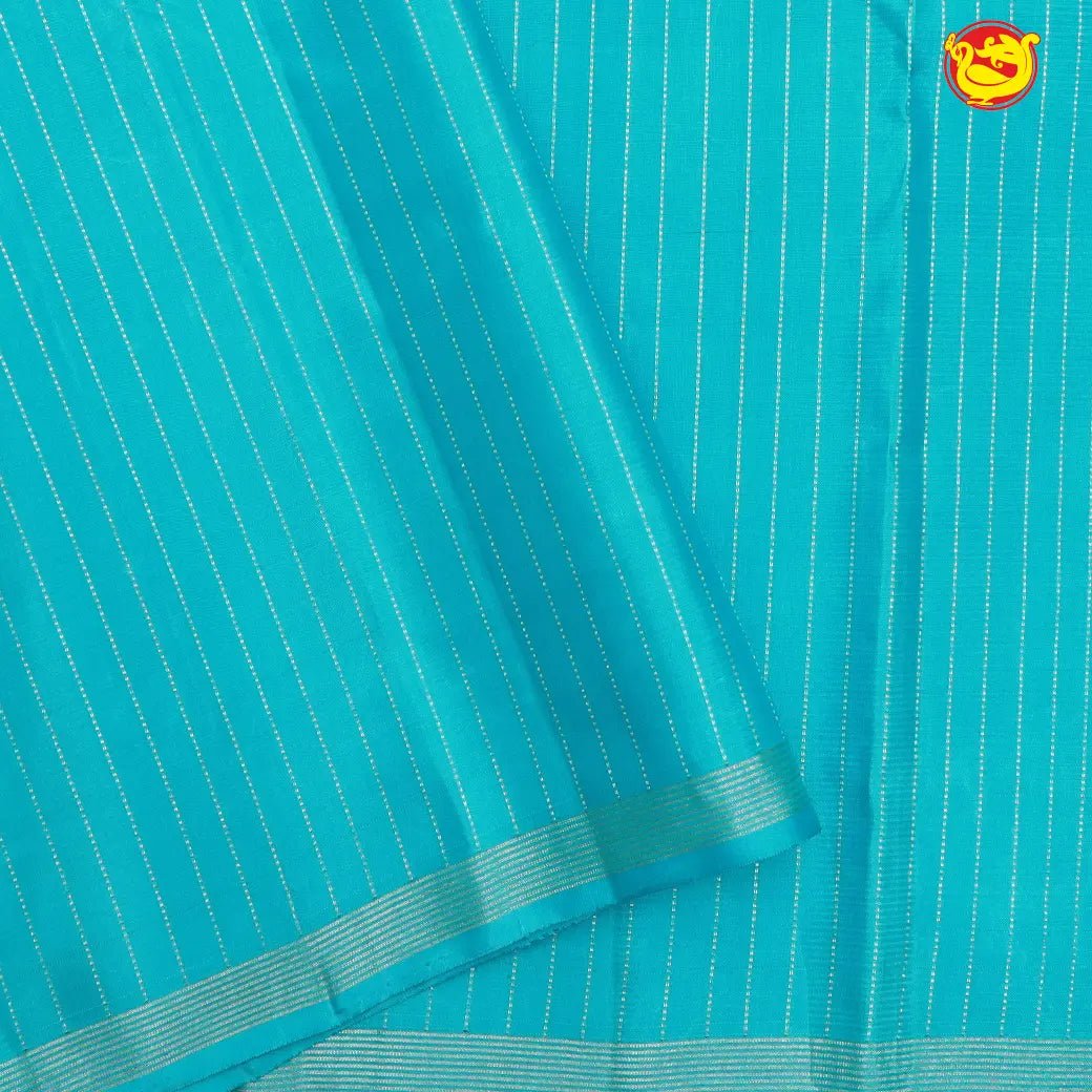 Light blue and dark blue half and half pure kanjivaram silk saree - Thenianantham