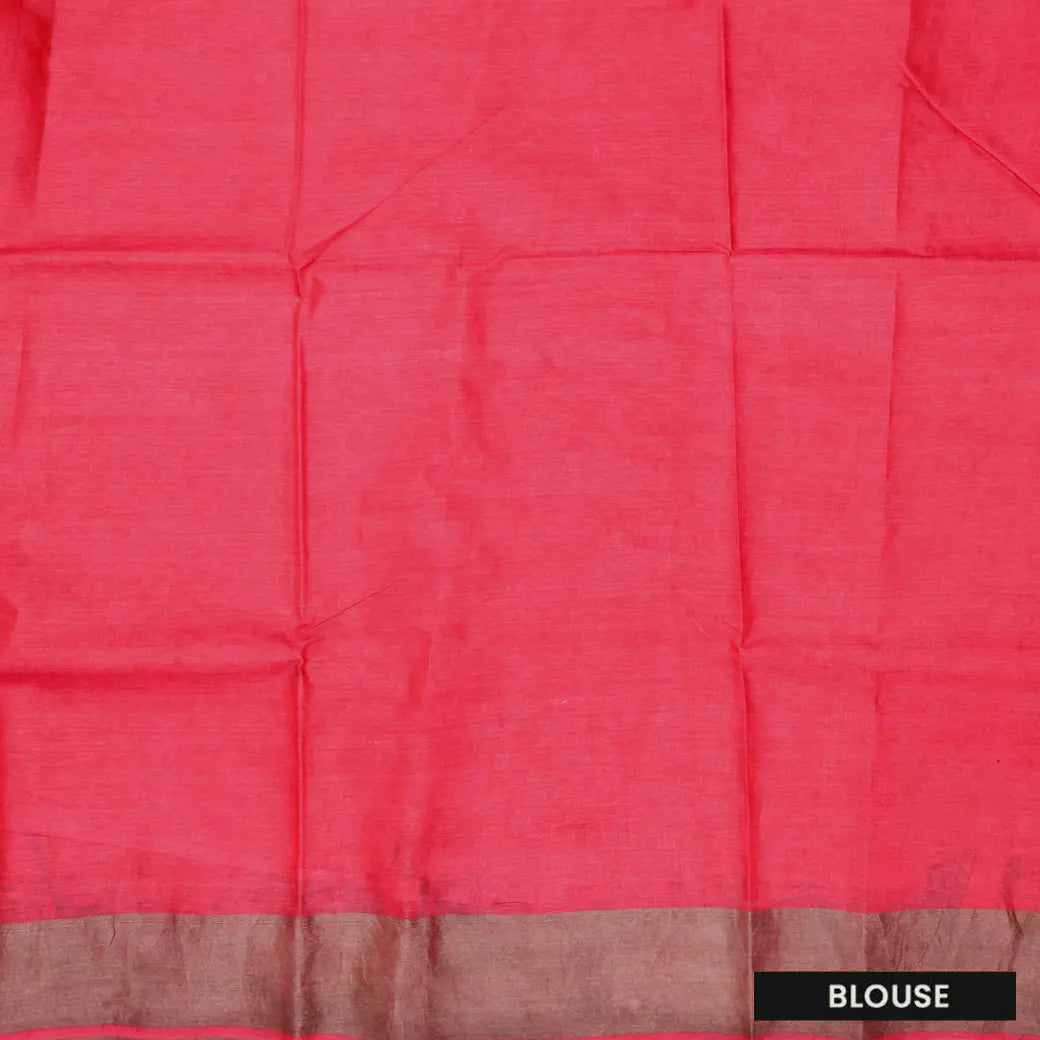 Pure Tussar Silk Saree Light Green Shade And Dark Red With Floral Design and Painted Prints and Zari Woven Border