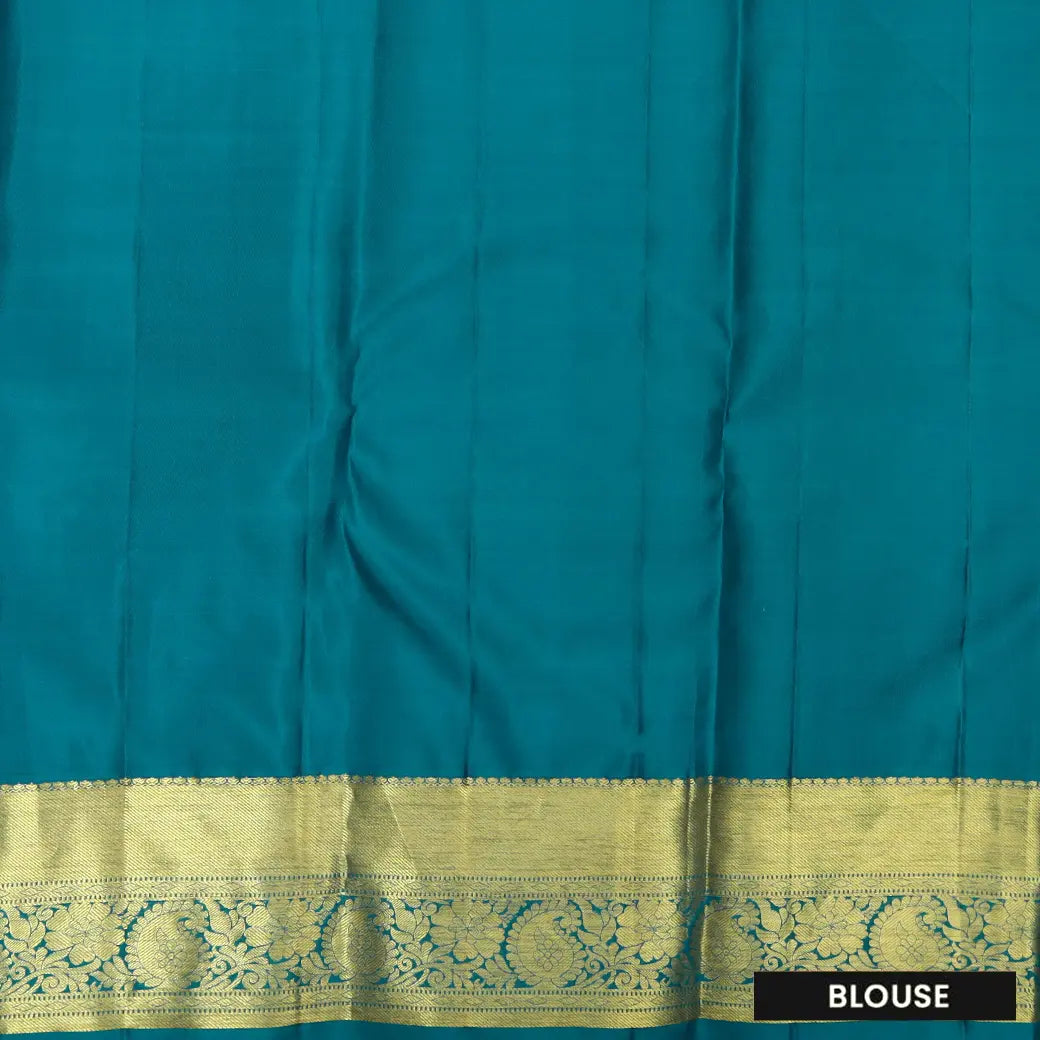 BLUE WITH GREEN colour pure Kanchipuram silk saree