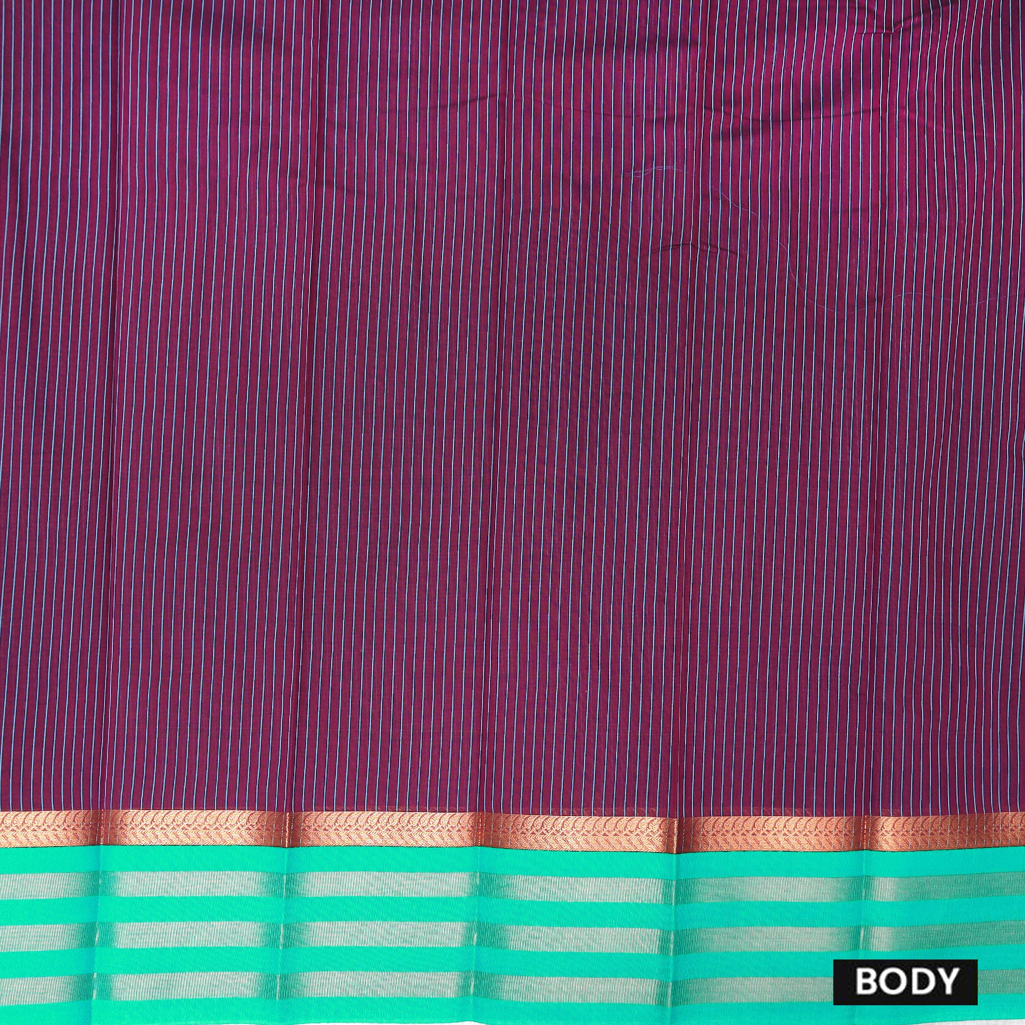 Maroon With Green Silk Cotton Saree