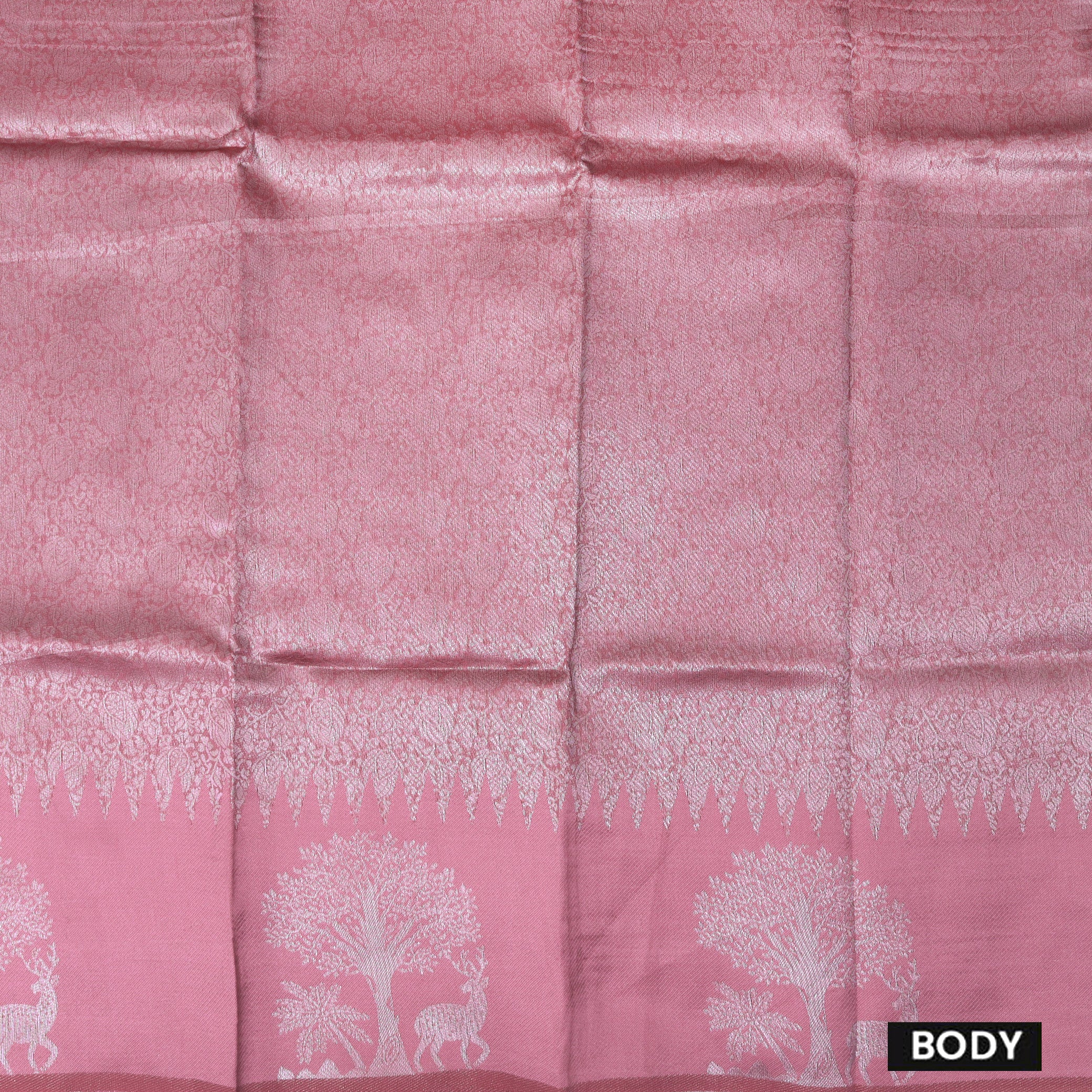 Bright Pink Color Semi Litchi Silk Saree