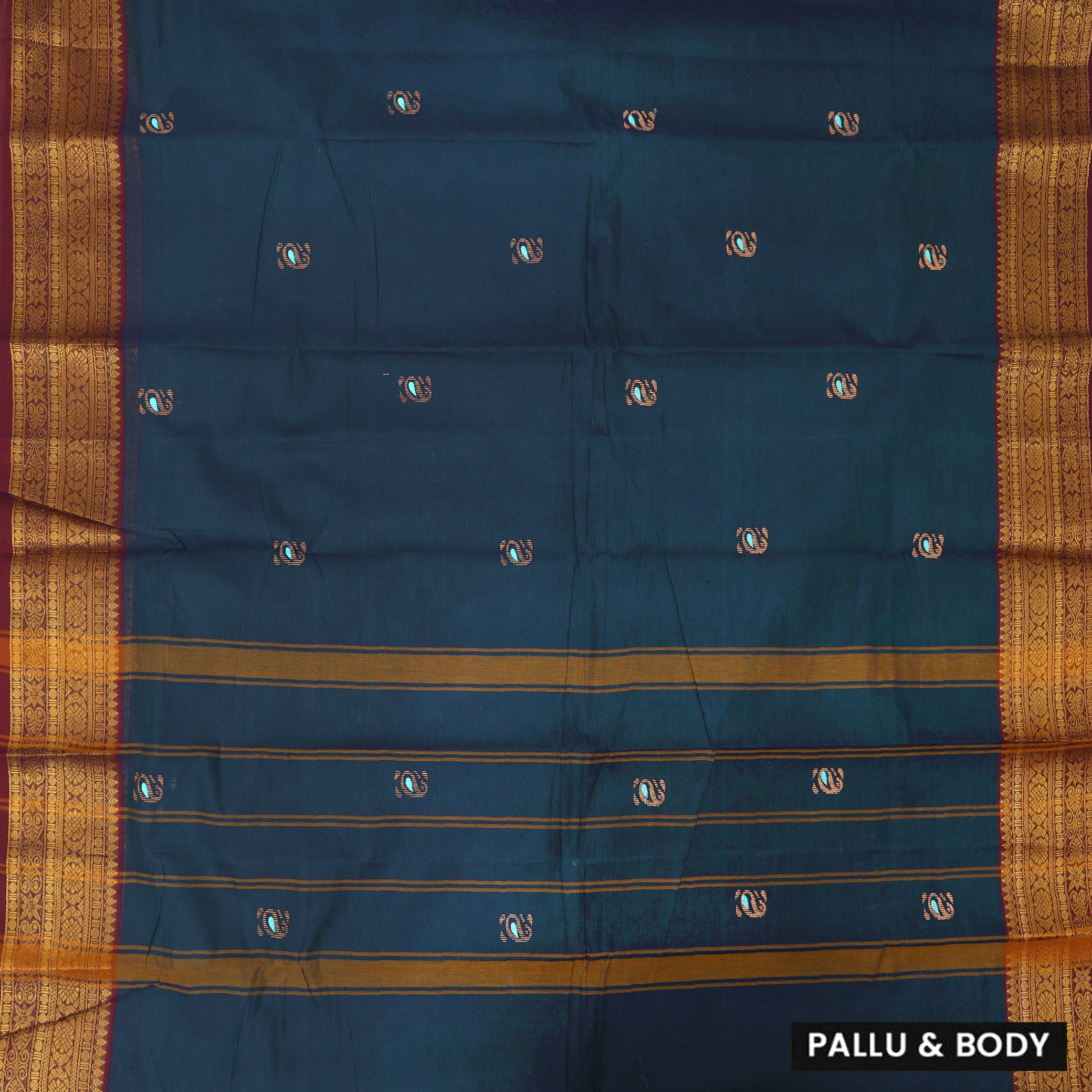 Dark Blue With Pure Cotton Saree without Blous