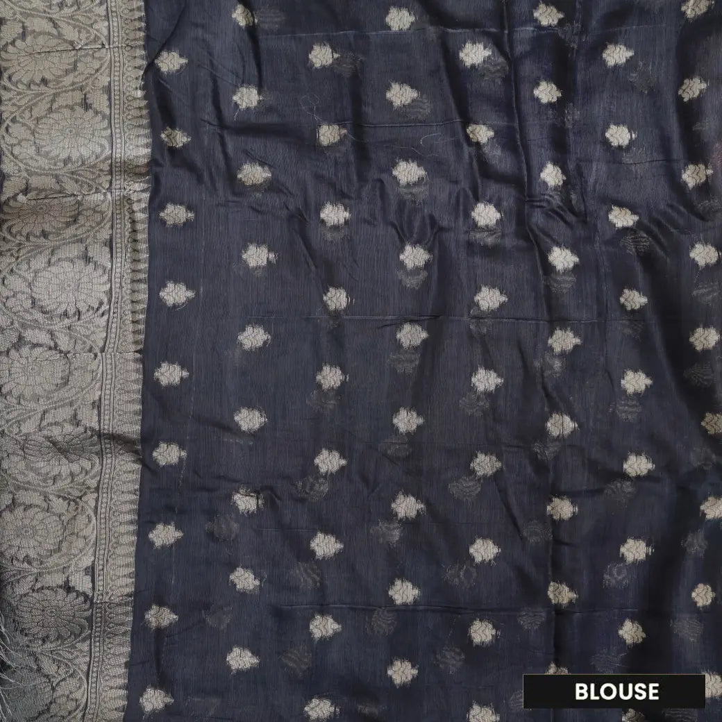 Brown with Black Semi Burberry Silk Saree