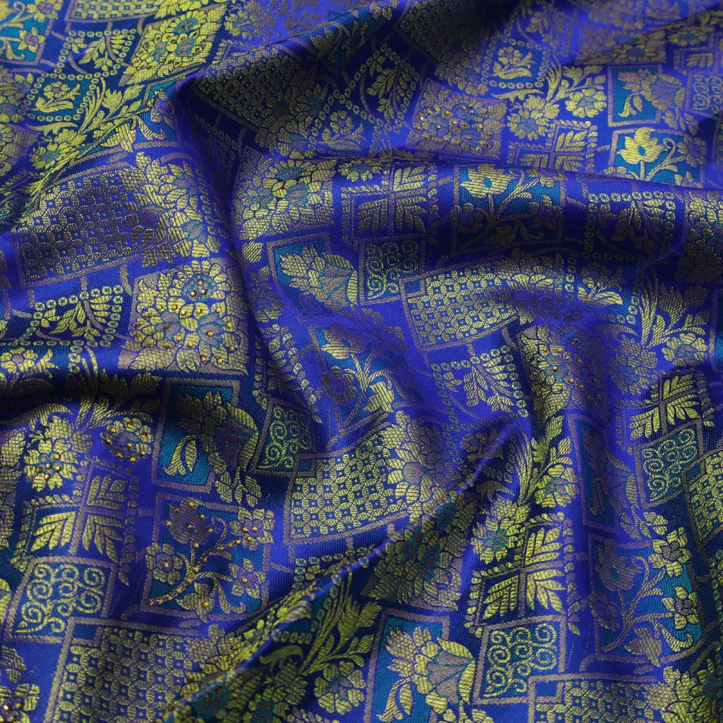BLUE WITH GREEN colour pure Kanchipuram silk saree