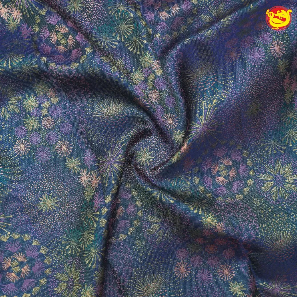 Greyish blue with green borderKanchipuram silk saree - Thenianantham