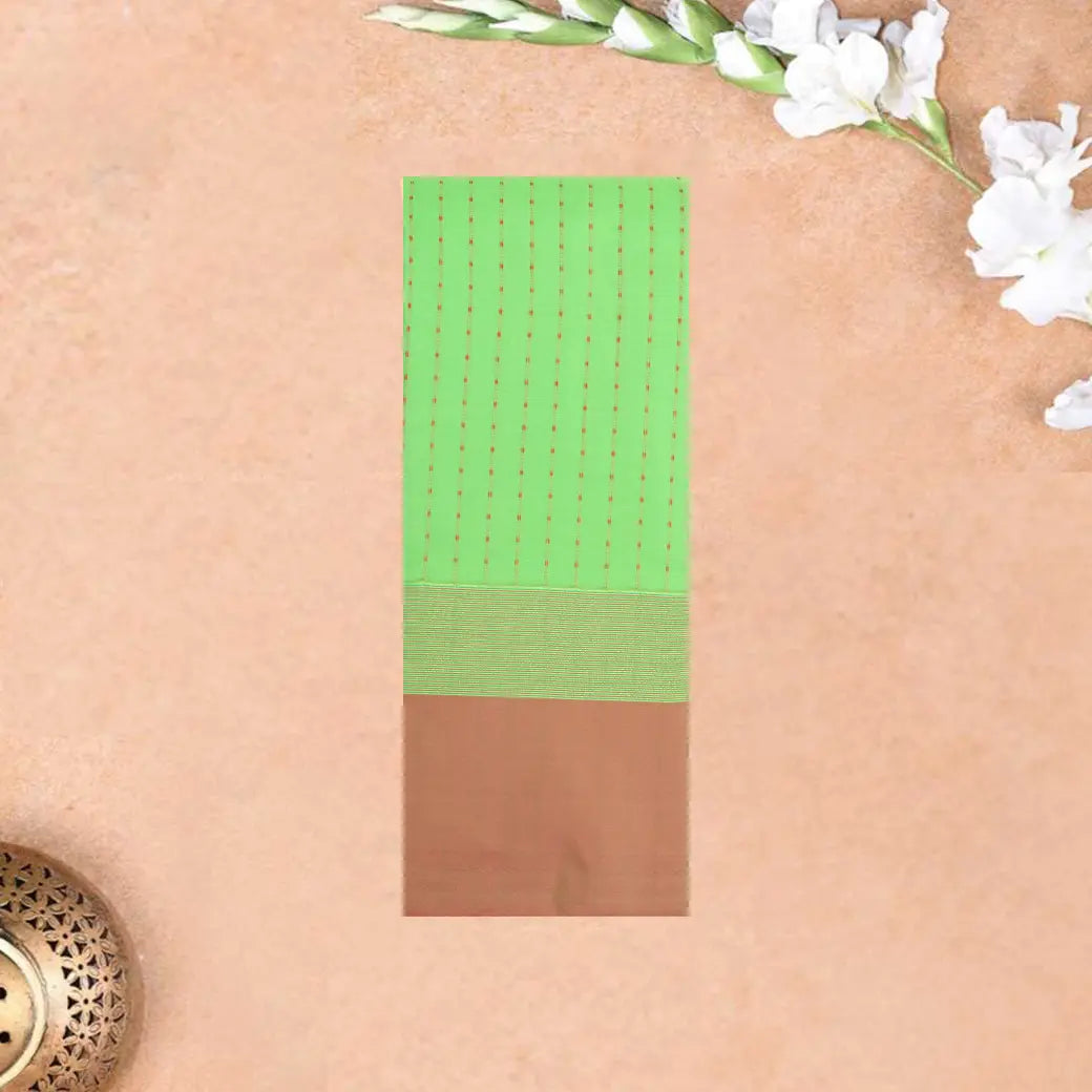 Bright Green with Light Brown Arani Fancy Silk Saree