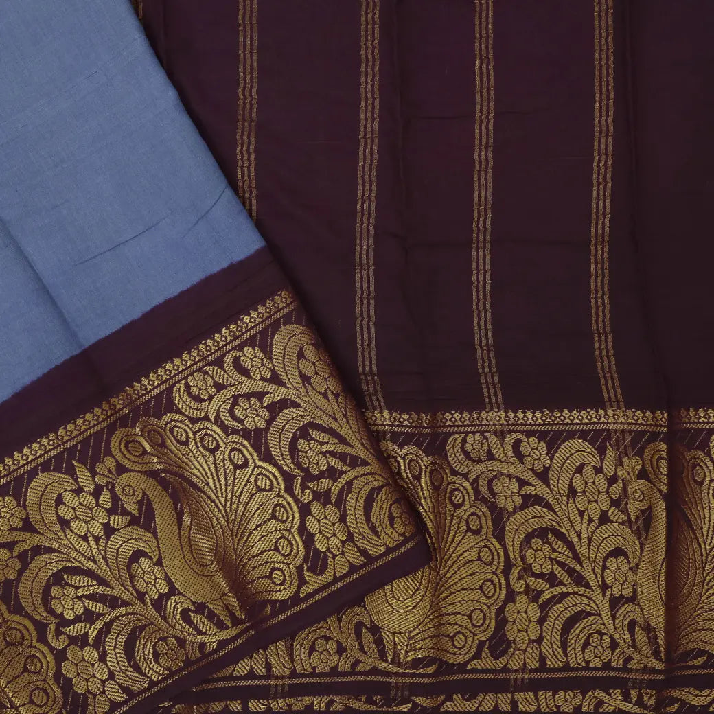 Blue With maroon Sungudi Cotton Saree without Blouse